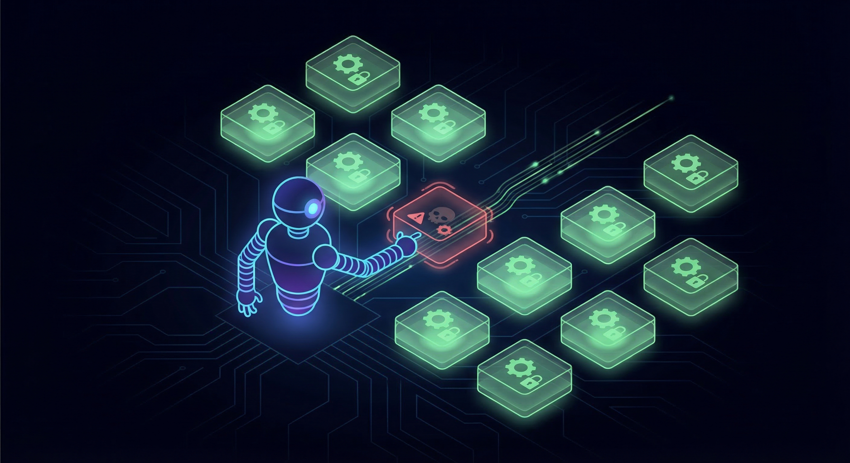 AI agent reaching for a malicious skill hidden among safe ones